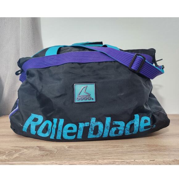 Unbranded Other - Vintage ROLLERBLADE Retro Carrying Duffle Bag Travel Overnight Case Black Teal